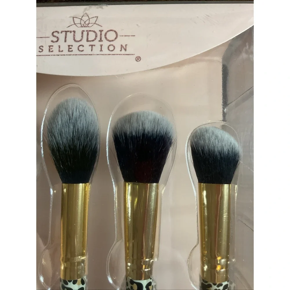Brand New Studio Selection 5pc~Sponge Brush Set~Leopard Print/ Rose Gold Gift